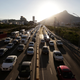 Cars are seen during early rush hour in Monterrey